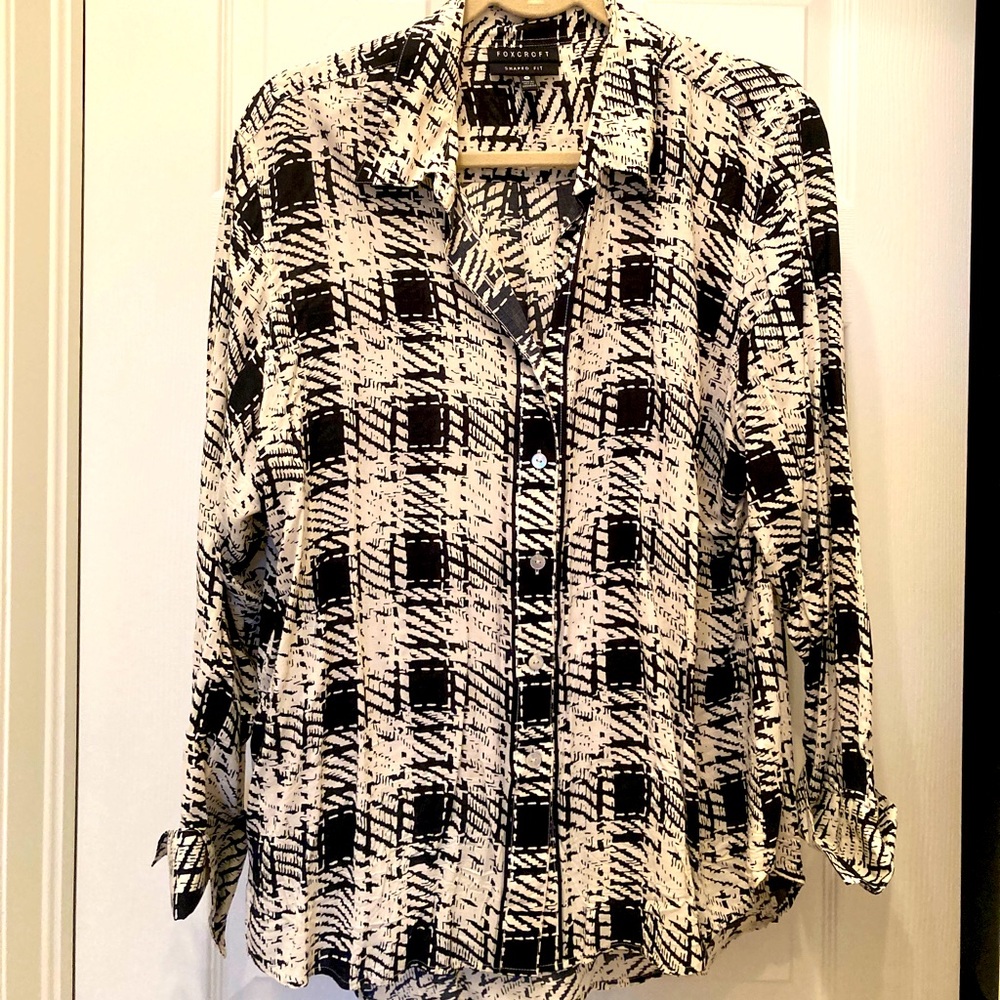 Foxcroft Size 16 Ivory and Black Ladies Blouse